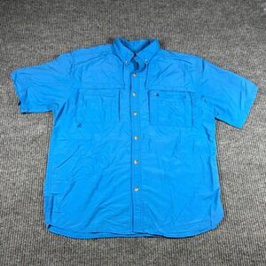 Rugged Earth Outfitters Shirt Mens Large Blue Short Sleeve Vented Fishing